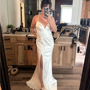 Showpo Fairy Tale Satin Wedding Gown - lowback, satin, NWT and garment bag